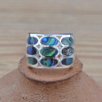 Bague large ajourée en argent et Abalone (vert) (bleu) T53 Bague large ajourée en argent et Abalone (vert) (bleu) T53