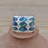 Bague large ajourée en argent et Abalone (vert) (bleu)