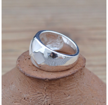 Bague argent bombée 7 morceaux de Nacre (blanc)  T51