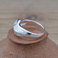 Anneau asymétrique en argent et Nacre (blanc) T53/55