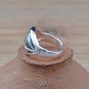 Bague bombée graphique en argent et Abalone (vert) (bleu)