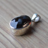 Pendentif ovale en pierre Quartz fumé facettée sertie d'argent