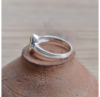 Bague argent et pierre fine Péridot en goutte facettée (vert) T49/51