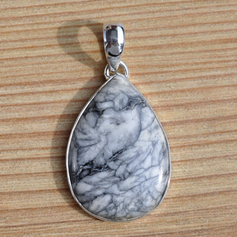 Pendentif argent et pierre en jaspe rosette Pendentif argent et pierre en jaspe rosette