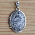 Pendentif argent et pierre en jaspe rosette Pendentif argent et pierre en jaspe rosette