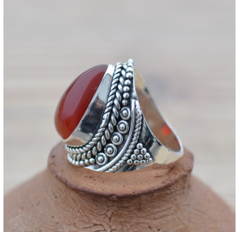 Bague massive ethniques argent et Cornaline goutte T52