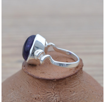 Bague pierre Améthyste goutte et anneau torsadé (violet) T55