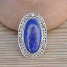 NEW ! Longue bague ethnique argent & pierre Lapis lazuli oblongue T55