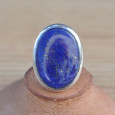 Bague ovale massive pierre Lapis lazuli sertie d'argent T57
