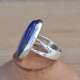 Bague ovale massive pierre Lapis lazuli sertie d'argent T57
