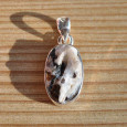 Petit pendentif argent pierre en astrophylitte blanche Petit pendentif argent pierre en astrophylitte blanche