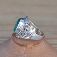 Bague ethnique en argent et pierre Agate verte (vert) T53/55