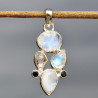 Pendentif argent 6 Pierres de lune Onyx et Quartz (blanc)
