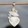 Gros pendentif argent 6 Pierres de lune (blanc)