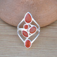 Longue bague en argent et 5 pierres facettées en Cornaline T54