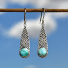 Longues boucles d'oreilles argent pierre en larimar