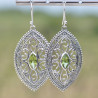 Grandes boucles d'oreilles en argent ciselé et Péridot (vert)