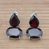 Boucles clous argent 2 pierres griffées Grenat (rouge)