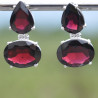 Boucles clous argent 2 pierres griffées Grenat (rouge)