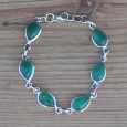 Bracelet argent 6 pierres gouttes Agate verte (vert) Bracelet argent 6 pierres gouttes Agate verte (vert)