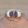 Bague ouverte argent doré et pierres Améthyste (violet)