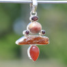 Pendentif argent et 6 pierres Jaspe Pierre de soleil et Cornaline