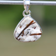 Pendentif goutte argent et pierre Astrophyllite (blanc) (brun) Pendentif goutte argent et pierre Astrophyllite (blanc) (brun)