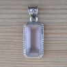 Pendentif rectangulaire argent ciselé et pierre Quartz rose (rose)