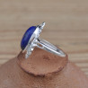 Bague argent ciselé et pierre ovale bombée Lapis lazuli (bleu)
