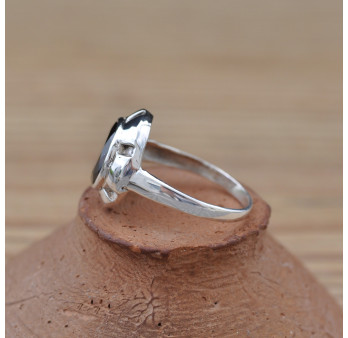 Bague argent et pierre Grenat ronde (rouge) T58