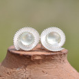 Puces spirales en argent et pierre Prehnite (vert)