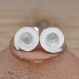 Puces spirales en argent et pierre Prehnite (vert)