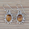 Boucles soleil en argent ciselé et pierre Oeil de tigre (marron)