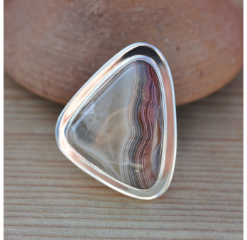 Bague triangulaire pierre Agate du Botswana et argent plat (brun)