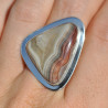 Bague triangulaire pierre Agate du Botswana et argent plat (brun)