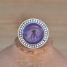 NEW ! Bague ronde en pierre Améthyste et argent ciselé (violet)