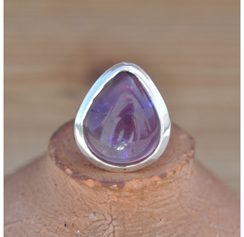 Bague goutte en pierre Améthyste et argent (violet)