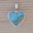 Pendentif coeur argent torsadé et pierre Opaline (bleu) Pendentif coeur argent torsadé et pierre Opaline (bleu)