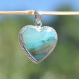 Pendentif coeur argent torsadé et pierre Opaline (bleu) Pendentif coeur argent torsadé et pierre Opaline (bleu)
