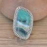 Bague en argent ciselé et pierre OPALINE (bleu)