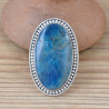 Grosse bague ovale argent ciselé et pierre Apatite (bleu)