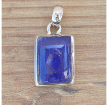 Petit pendentif rectangulaire en Lapis lazuli et argent (bleu)