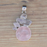 Pendentif argent 5 pierres en Quartz rose (rose)