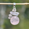 Pendentif argent 5 pierres en Quartz rose (rose)
