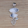 Pendentif argent 4 pierres AGATE DENDRITE CRISTAL et TOPAZE (blanc)