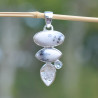 Pendentif argent 4 pierres AGATE DENDRITE CRISTAL et TOPAZE (blanc)