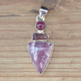 Pendentif argent 3 pierre en Quartz rubis et Tourmaline (rose) Pendentif argent 3 pierre en Quartz rubis et Tourmaline (rose)