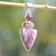 Pendentif argent 3 pierre en Quartz rubis et Tourmaline (rose) Pendentif argent 3 pierre en Quartz rubis et Tourmaline (rose)