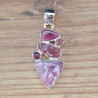 Pendentif argent 5 pierres en Quartz rubis et Tourmaline (rose)