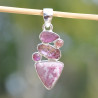 Pendentif argent 5 pierres en Quartz rubis et Tourmaline (rose)